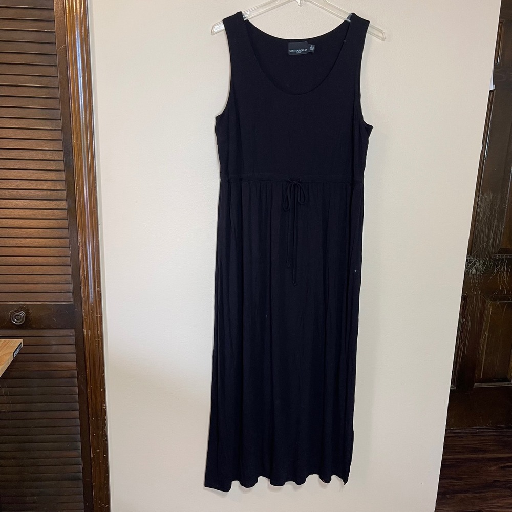 Cynthia Rowley Woman Black Sleeveless Drawstring Waist Maxi Dress Plus Size 3X